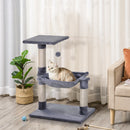 PawHut Cat Activity Tree Kitten Play Tower Palace Two-Tier Scratching Grey