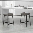 HOMCOM Breakfast Bar Stools Set of 2 Upholstered Barstools w/ Curved Seat Grey