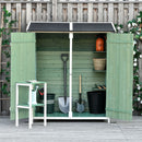 Outsunny Garden Storage Shed Tool Organizer w/ Table, 139x75x160cm, Green