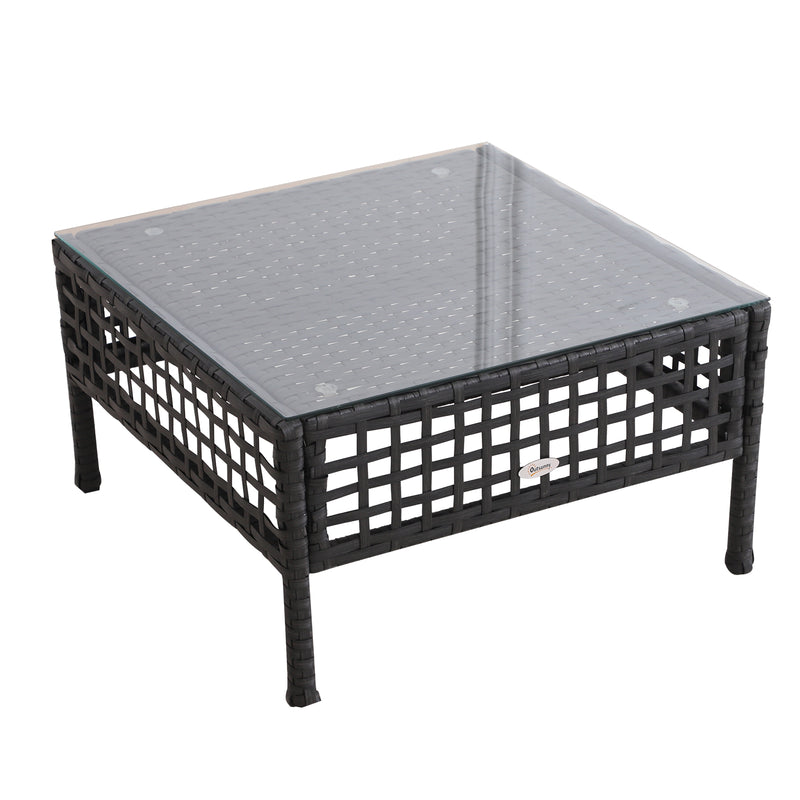 Outsunny Outsunny Rattan Coffee End Table Garden Outdoor Furniture Square Wicker