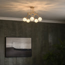 HOMCOM Chandelier Ceiling Light Pendant Light with 5 Globe Lampshades, Gold