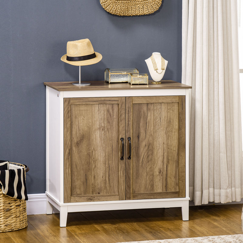 HOMCOM Farmhouse Storage Cabinet, Storage Cupboard Sideboard with 2 Doors