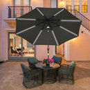 Outsunny 2.7m Garden Parasol Summer Shelter w/ LED Solar Light Crank Tilt Grey