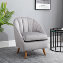 HOMCOM Velvet Fabric Single Sofa Accent Chair Solid Wood Leg Upholstered Grey