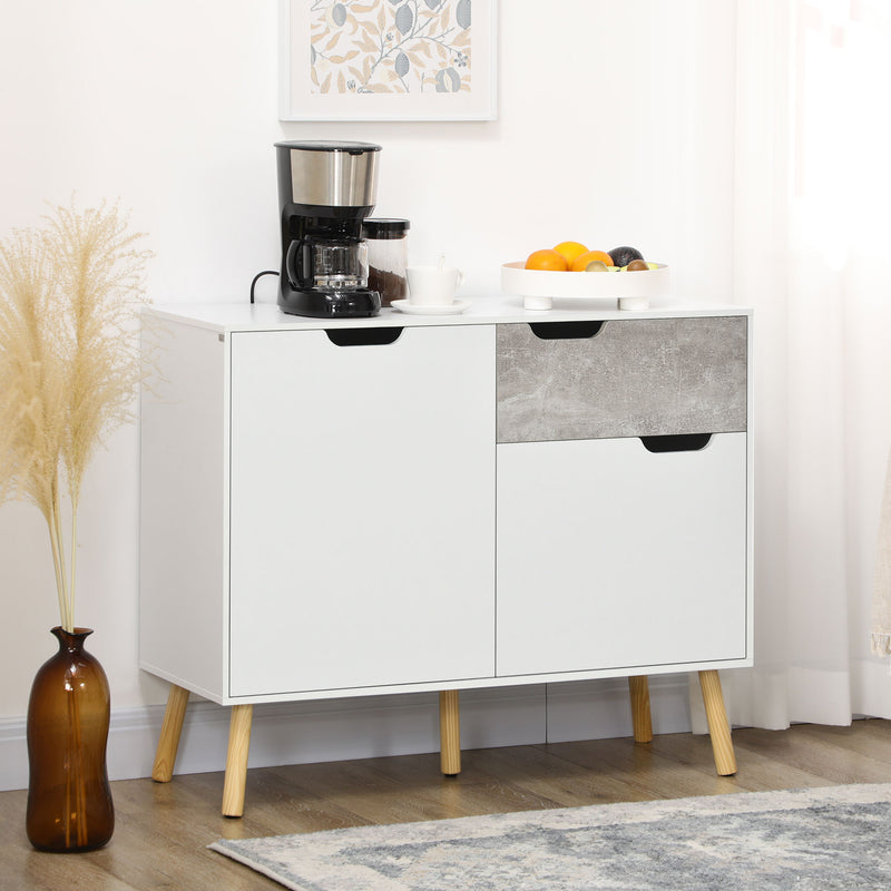 HOMCOM Modern Sideboard Storage Cabinet, Free Standing Accent Cupboard Grey