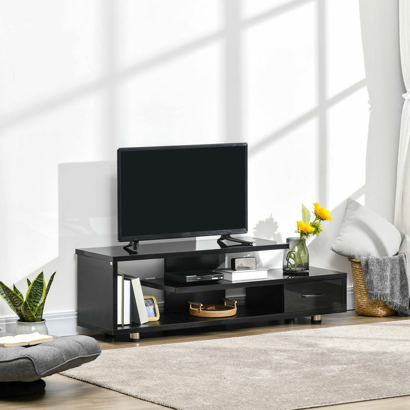 HOMCOM TV Stand for TVs up to 45" TV Cabinet W/ Storage Drawer High Gloss Black