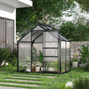 Outsunny 6x4ft Walk-In Polycarbonate Greenhouse Plant Grow Galvanized Aluminium