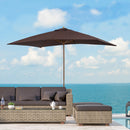 Outsunny Wooden Garden Parasol Sun Shade Patio Umbrella Canopy Dark Coffee