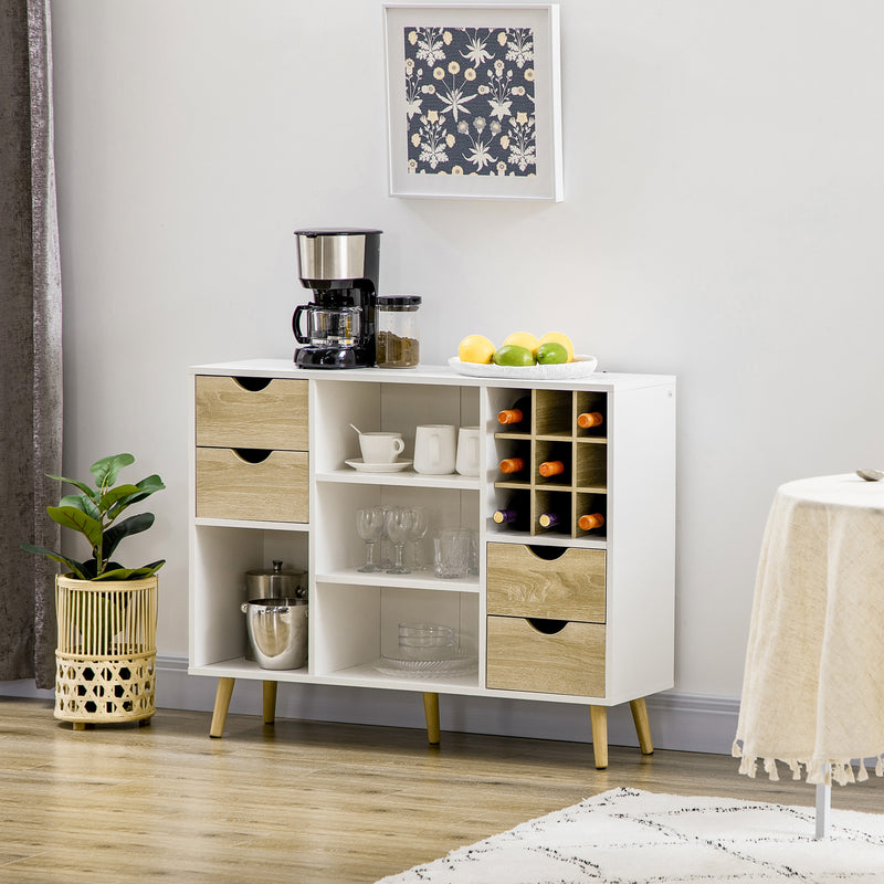 HOMCOM Kitchen Sideboard Storage Cabinet with Removable Wine Holder, Natural
