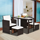Outsunny 5 Pieces Rattan Garden Furniture Sofa Set w/ Table Chair Footrest Brown
