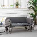 Outsunny 2 in 1Rattan Folding Chaise Lounger w/ Cushion for Garden Mixed Grey