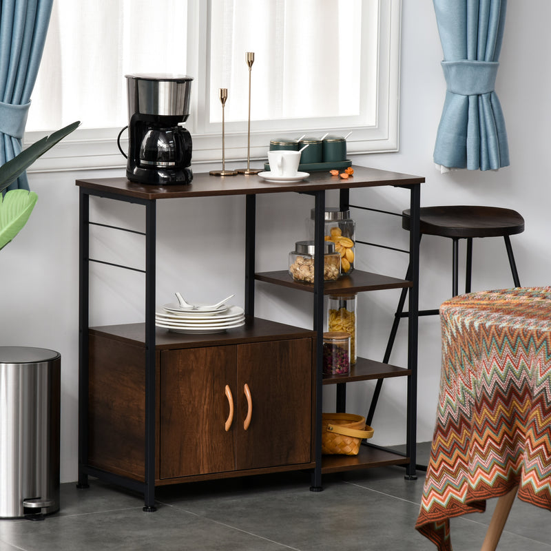 HOMCOM Storage Shelf Side Table Metal Frame End Desk for Living Room, Kitchen