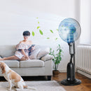 HOMCOM Pedestal Fan With Water Mist Spray Standing Fan W/ 2.8L Water Tank Black