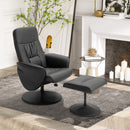 HOMCOM PU Leather 2 Pcs Reclining Armchair w/ Ottoman 360° Swivel Black