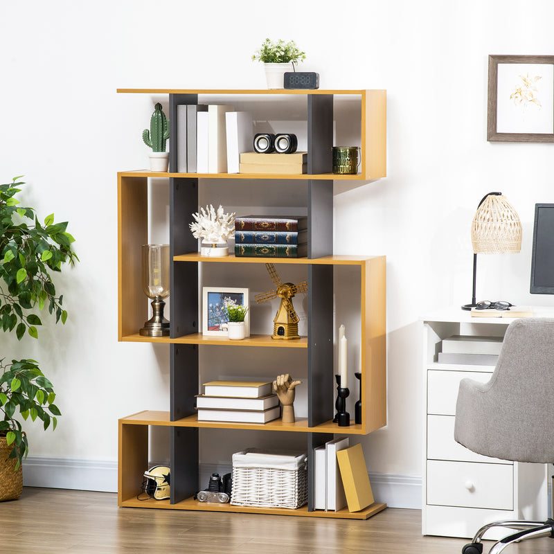 HOMCOM 5-Tier Bookshelf Freestanding Decorative Storage Shelves for Home Natural