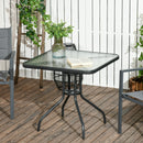 Outsunny Square Patio Table, Tempered Glass Top Garden Dining Table 76 x 76cm