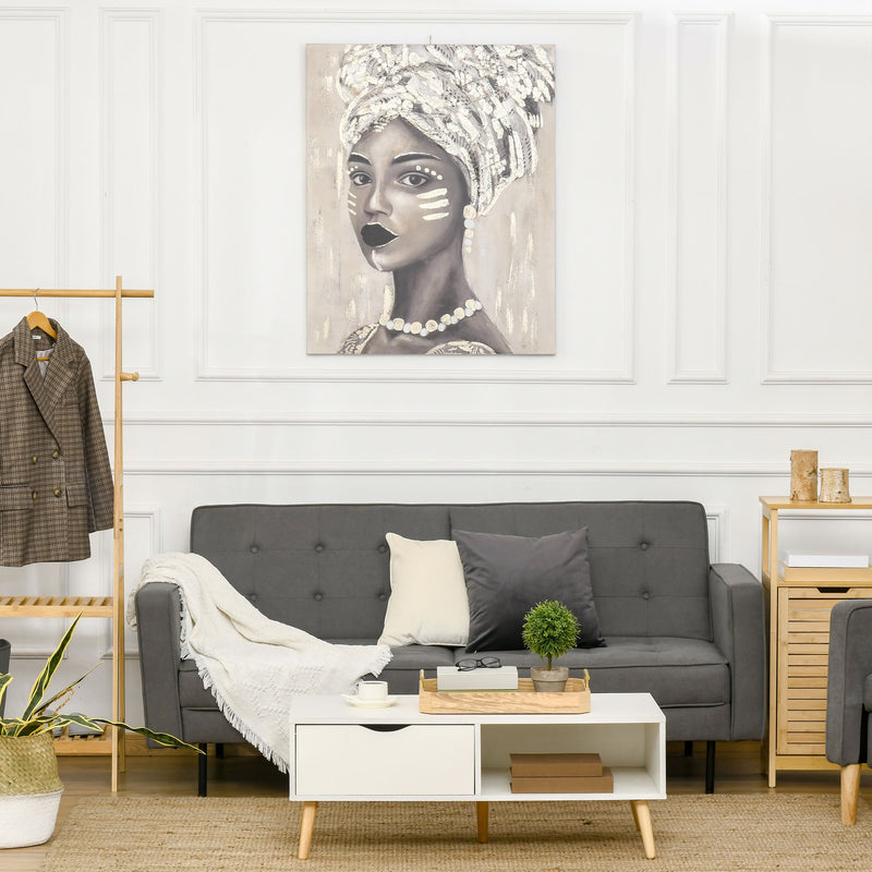 HOMCOM Hand-Painted Wall Art, Canvas Wall Painting African Woman, 100 x 80cm