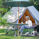 Outsunny Picnic Table Chair Set 4 Seat Aluminium PP W/ 2.7cm Umbrella Hole