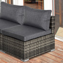 Outsunny Outdoor Garden Furniture Rattan Single Middle Sofa w/ Cushion Dark Grey