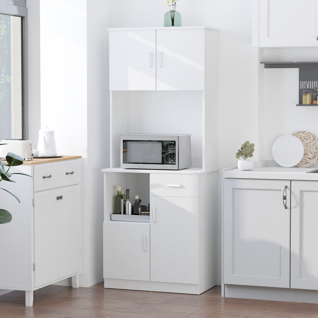 HOMCOM Freestanding Kitchen Cabinet Storage Unit Pantry Cupboard, Whit