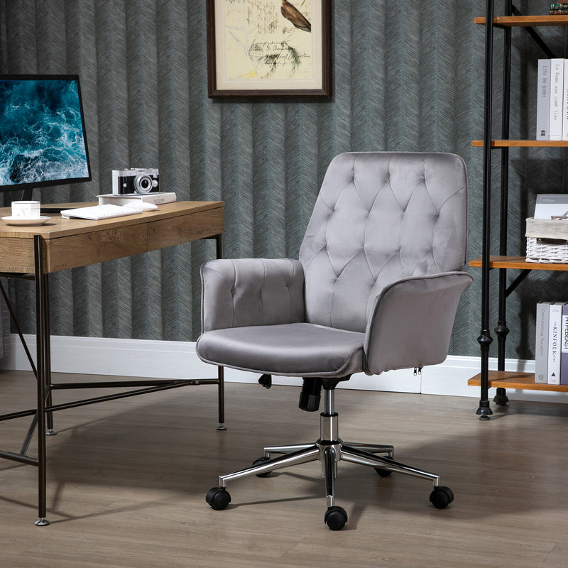 Vinsetto Swivel Computer Chair w/ Arm Modern Style Tufted Home Office Deep Grey