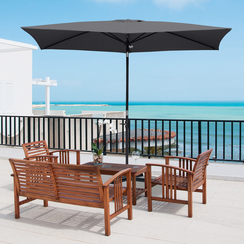 Outsunny 2 x 3(m) Garden Parasol Rectangular Market Umbrella w/ Crank Dark Grey