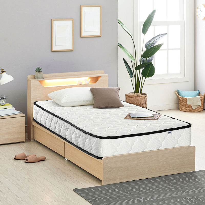 HOMCOM Single Mattress W/ Breathable Foam Pocket Innerspring 190cmx90cmx18cm