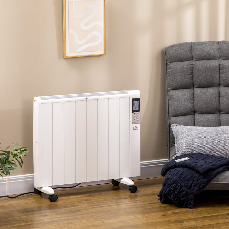 HOMCOM Convector Radiator Panel Space Heater Freestanding / Wall-mounted White