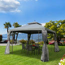 Outsunny 3 x 3(m) Garden Gazebo Double Top Gazebo Canopy w/ Mesh Grey