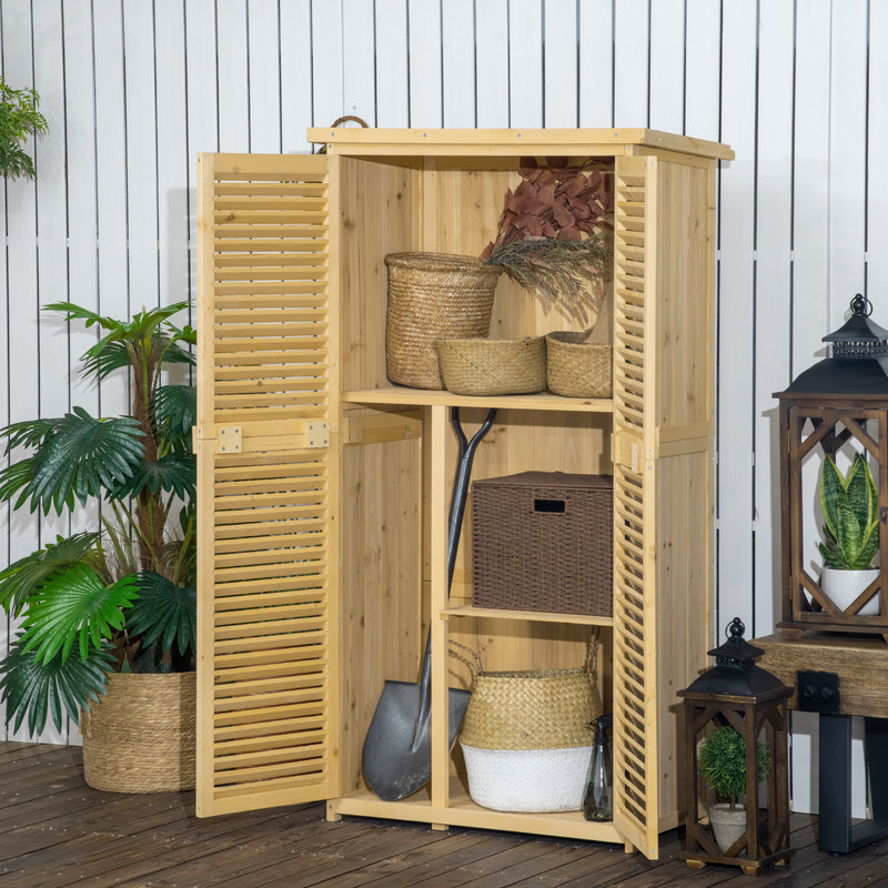 Outsunny 87 x 47 x 160cm Wooden Garden Storage Shed w/ Asphalt Roof, Natural