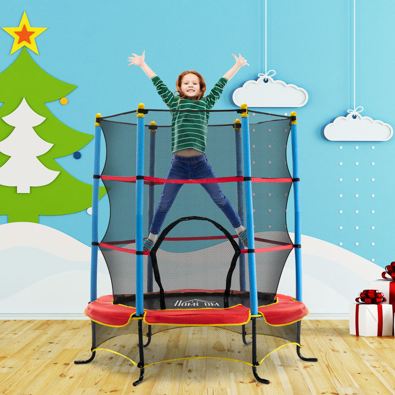 HOMCOM Trampoline for Kids w Enclosure Net Built in Zipper Safety Pad