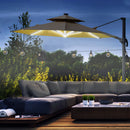 Outsunny 3m Cantilever Parasol Solar Lights Power Bank Base 360° Spin Beige