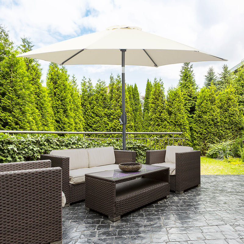 Outsunny Patio Umbrella Parasol Sun Shade Garden Aluminium Cream White 2.7M