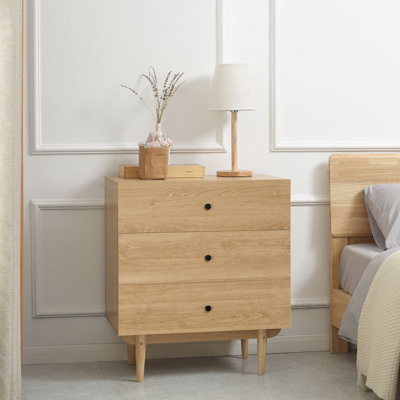 HOMCOM Chest of Drawers, 3 Drawer Unit Storage Cabinet for Bedroom, Natural