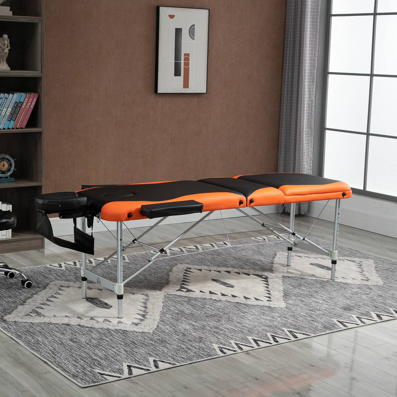 HOMCOM Portable PVC Massage Table Beauty Therapy Couch Bed Spa Aluminum Orange
