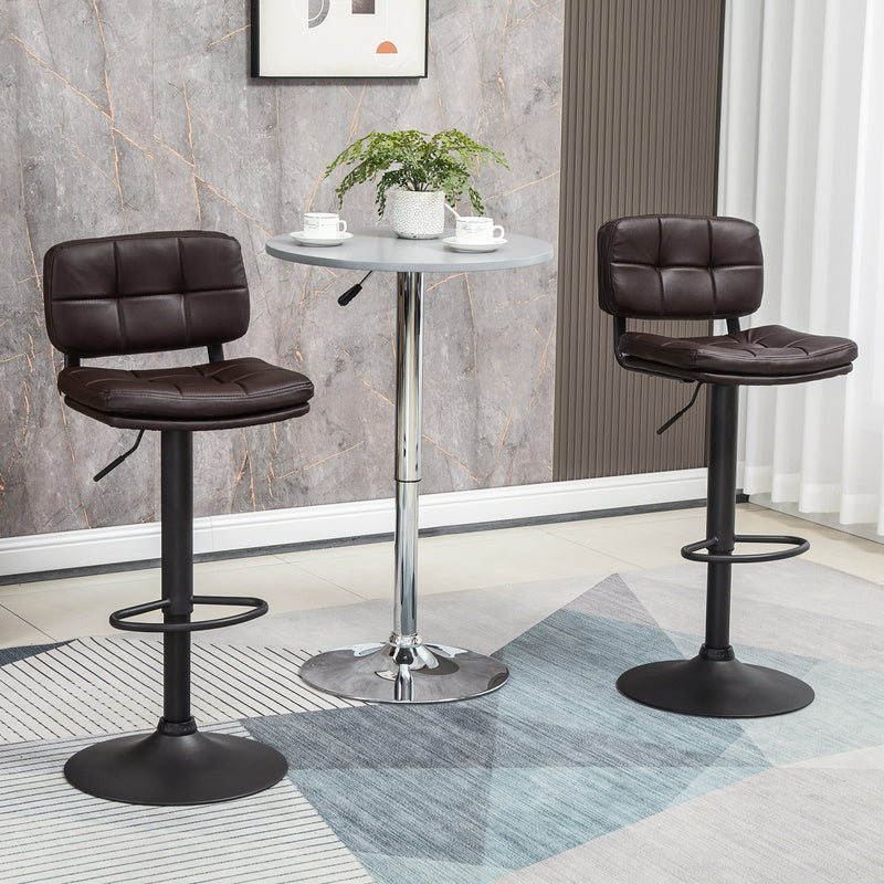 HOMCOM Swivel Bar Stools Set Of 2 PU Leather for Home Kitchen Counter Brown