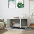 PawHut Cat Litter Box Enclosure & House w/ Nightstand/End Table Design, Grey