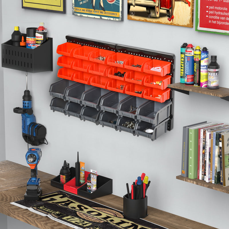 DURHAND 30 Cubbie On-Wall Storage Board Tool Screw Organiser Garage w/ Screw Kit