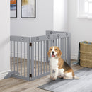 PawHut Pet Gate 4 Panel Wooden Dog Barrier Folding Fence w/ Support Feet