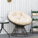 Outsunny 360° Swivel Rattan Papasan Moon Bowl Chair Round Outdoor w/ Padded