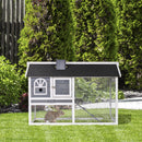 PawHut Rabbit Hutch Wood Bunny Cage For Outdoor Indoor W/ Pull Out Tray Ramp