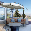 Outsunny 2.7m Garden Cantilever Banana Parasol Sun Shade w/ Crank, Cream White