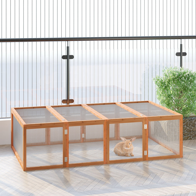 PawHut Wooden Rabbit Hutch Cage House w/ Mesh Wire Safety for Outdoor Garden