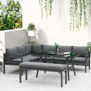 Outsunny 8-Seater Aluminium Garden Dining Sofa Furniture Set with Cushions