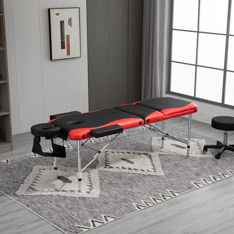 HOMCOM Portable PVC Massage Table Beauty Therapy Couch Bed Spa Aluminum Red