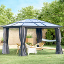 Outsunny 3 x 3.6(m) Aluminium Hardtop Gazebo Canopy w/ Polycarbonate Top