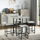 HOMCOM Concrete Effect Square Bar Table Set with Stools for 4 People Grey