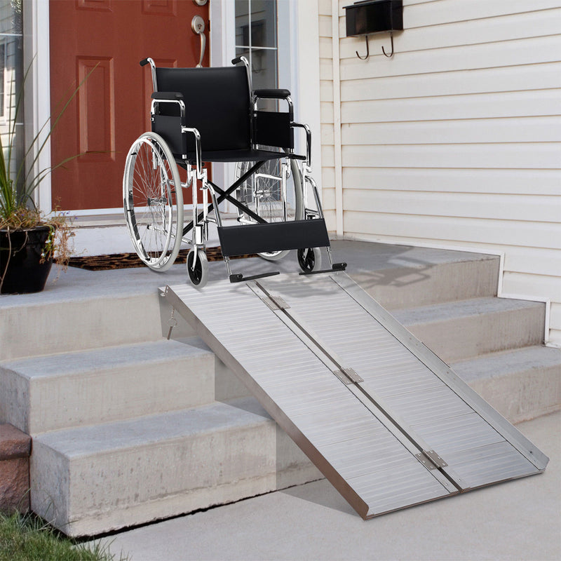 HOMCOM 4ft Aluminium Folding Wheelchair Ramp Equipment Mobility Suitcase