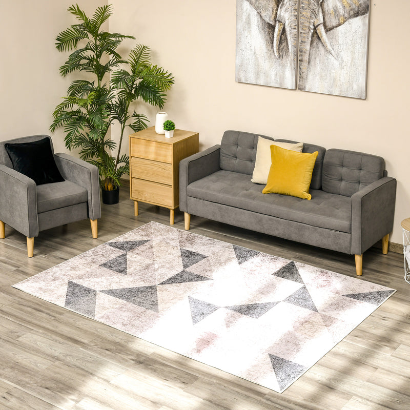 HOMCOM Large Grey Area Rug, Geometric Carpet for Living Room Bedroom, 160x230cm