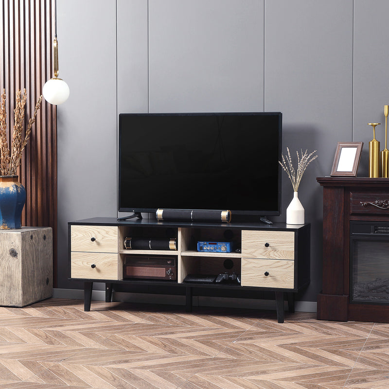 HOMCOM TV Unit Cabinet for TVs up to 60 Inches with Drawers Shelves, Grey